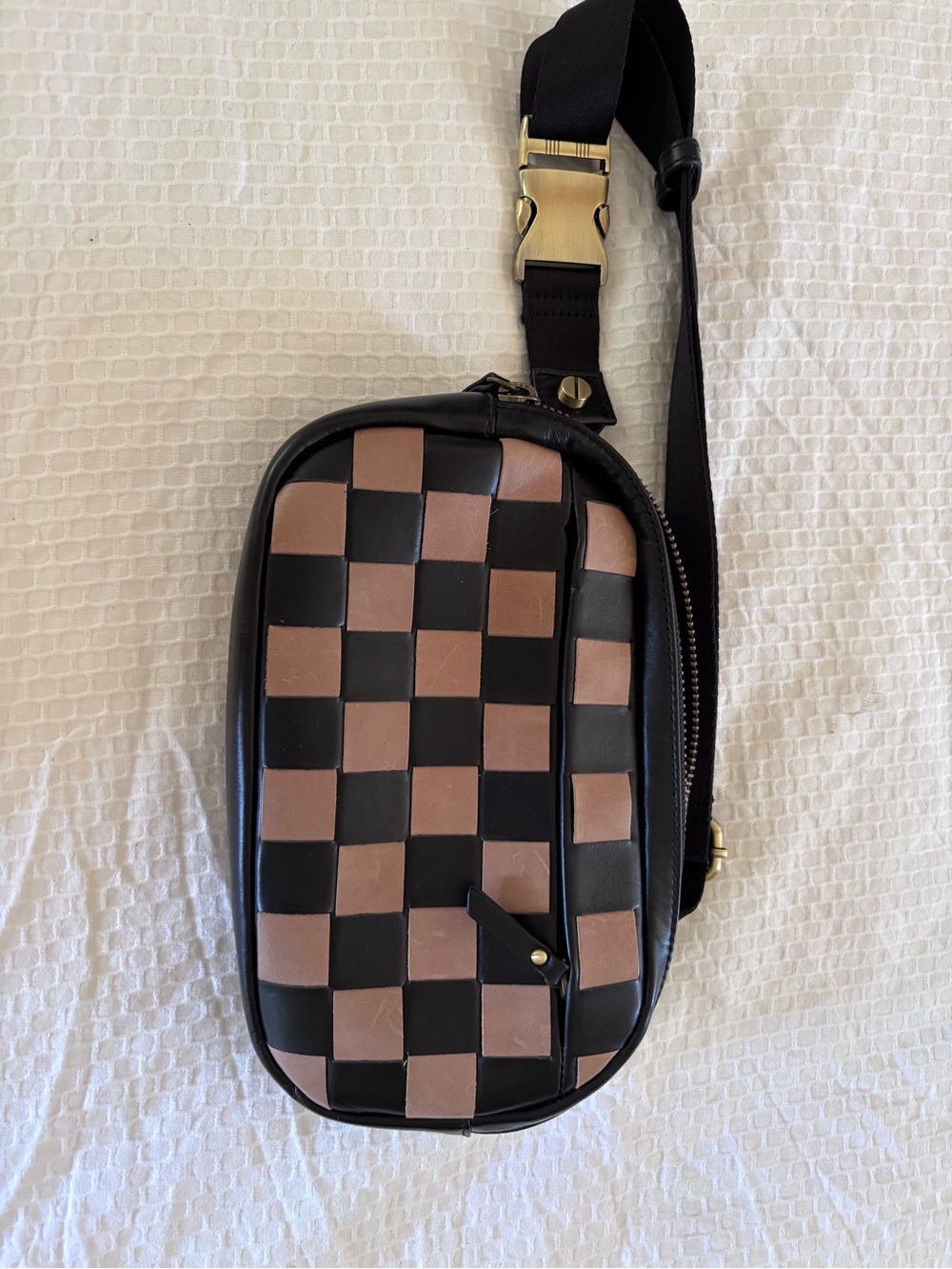 Devin Checkerboard Crossbody Bag - Black & Blush